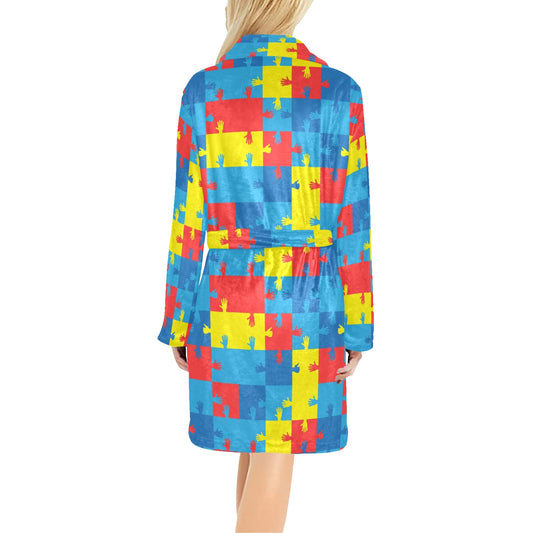 Autism Awareness Design Themed Print Women's Fleece Robe