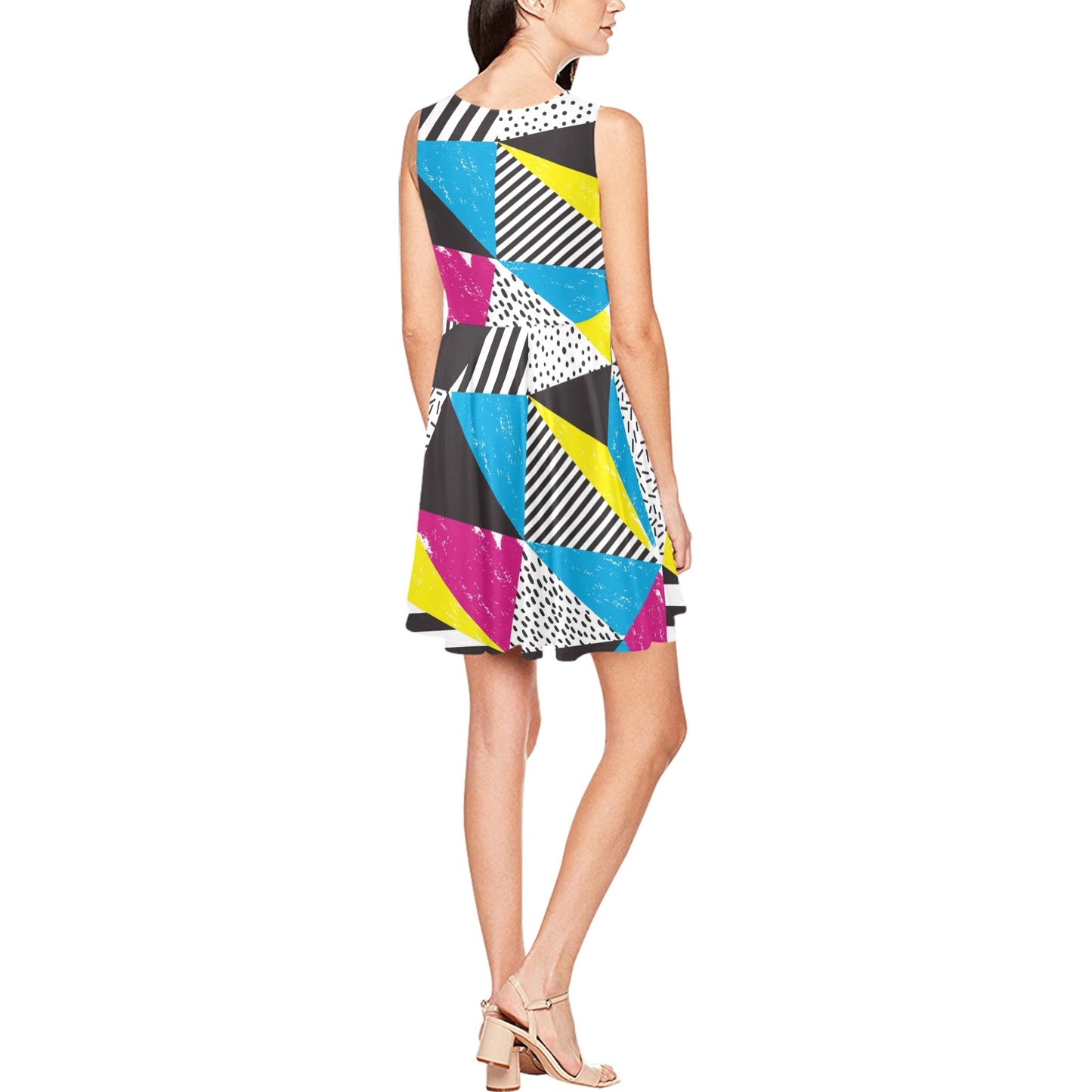 80s Pattern Print Design 2 Sleeveless Dress