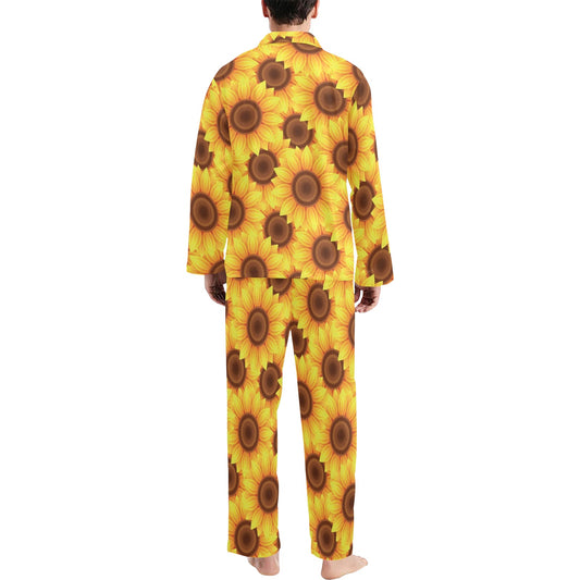 Sunflower Pattern Print Design SF07 Men's Long Pajama Set