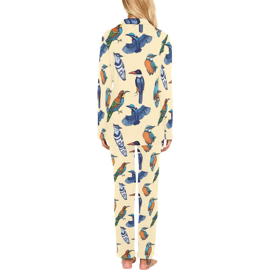 Kingfisher Bird Pattern Print Design 04 Women's Long Pajama Set