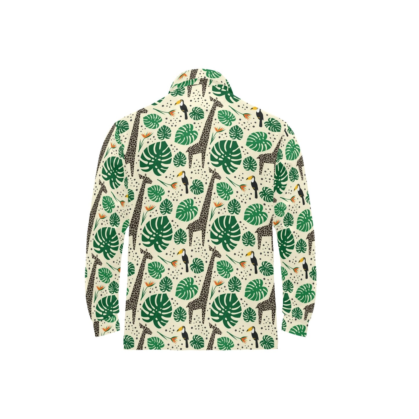 Rainforest Giraffe Pattern Print Design A02 Long Sleeve Polo Shirt For Men's