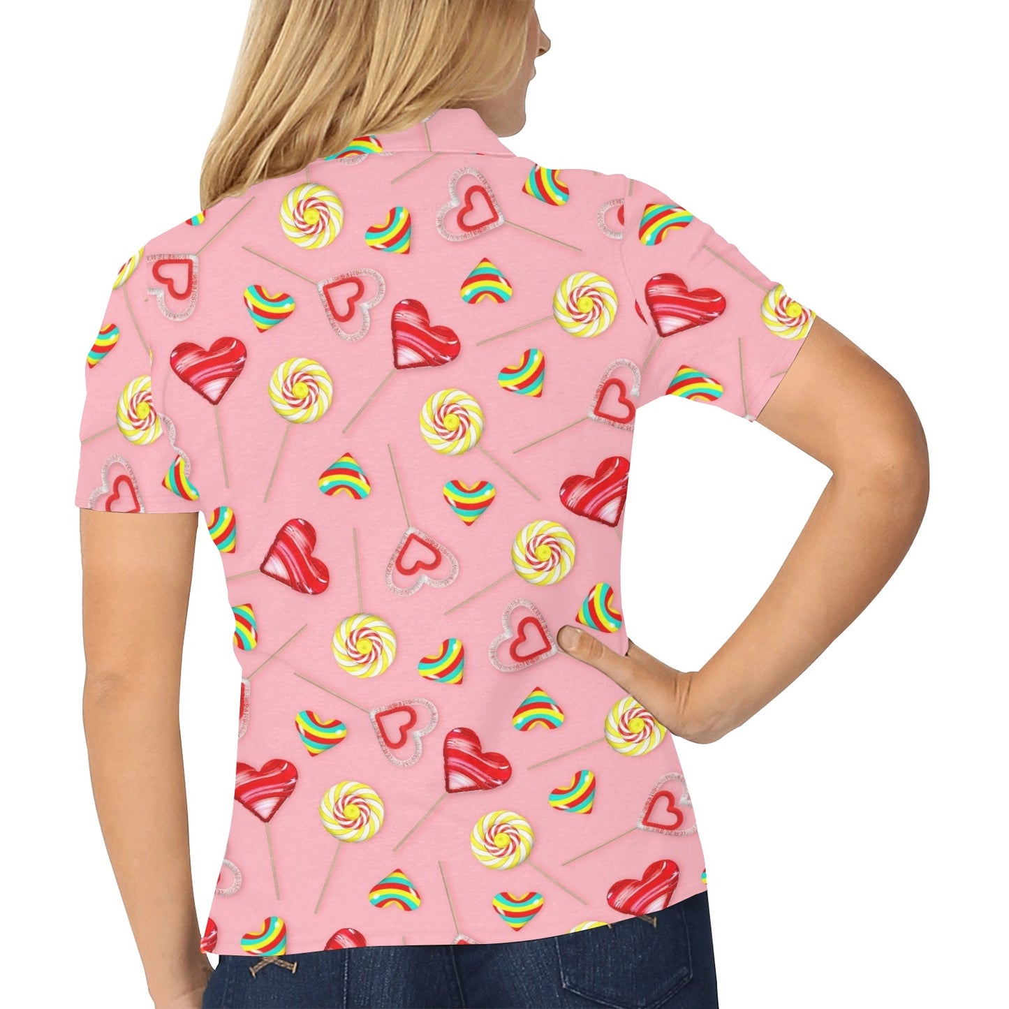 Lollipop Pattern Print Design LL05 Women's Polo Shirt