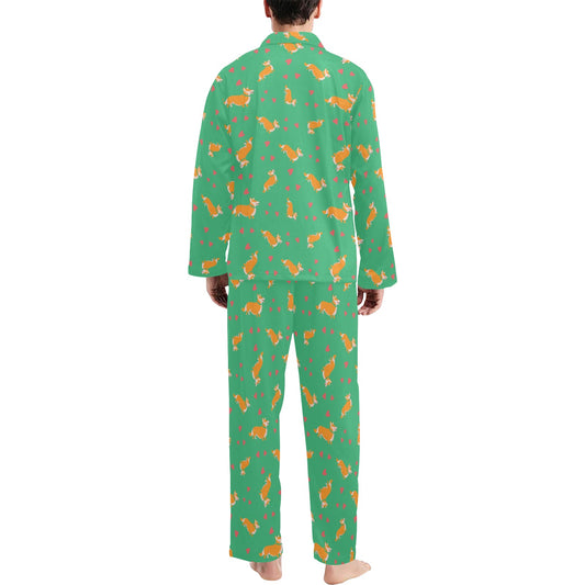 Cardigan Welsh Corgis Pattern Print Design 03 Men's Long Pajama Set