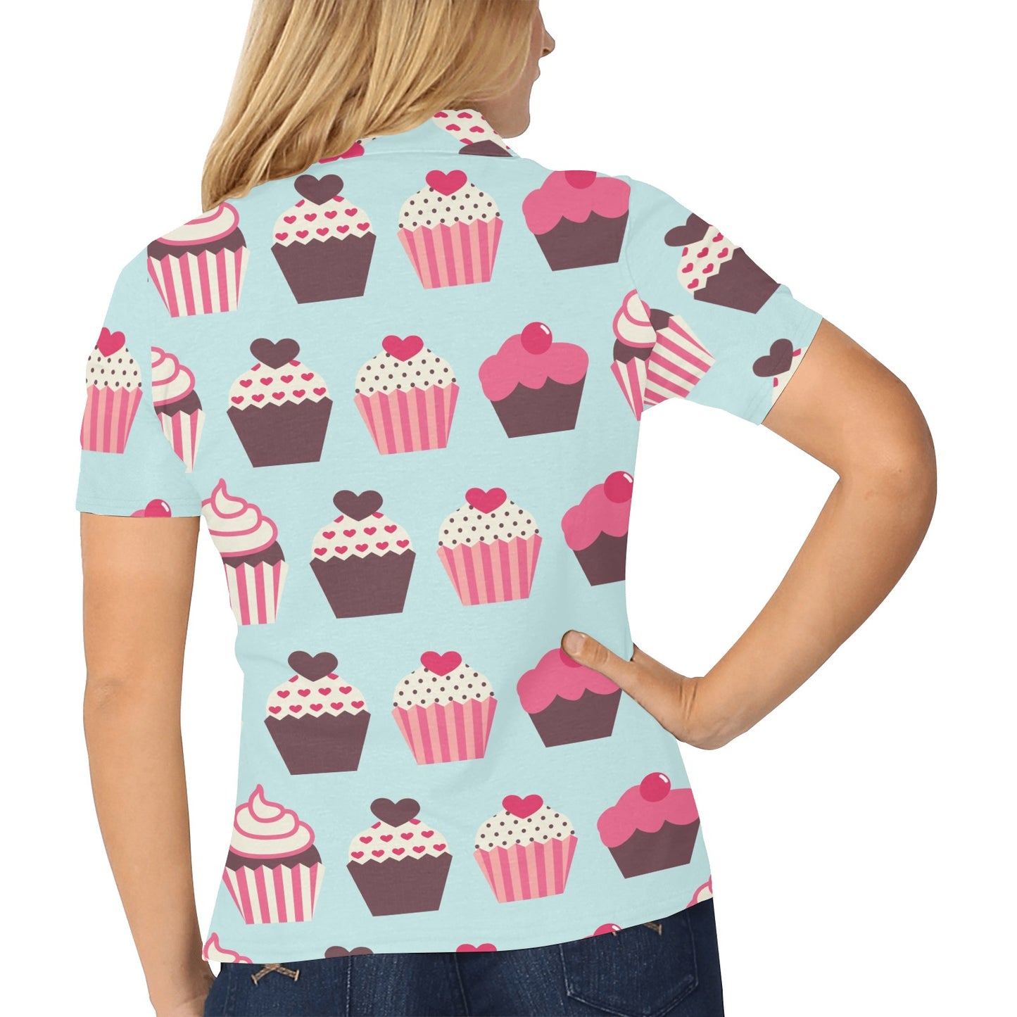 CupCake Print Pattern Women's Polo Shirt