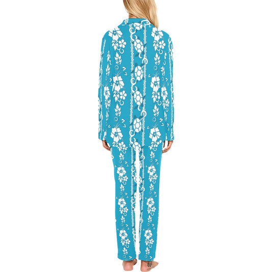 Hawaiian Themed Pattern Print Design H025 Women's Long Pajama Set