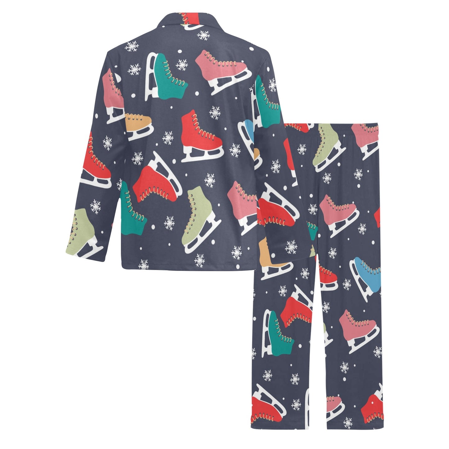 Ice Skate Pattern Print Design 04 Men's Long Pajama Set