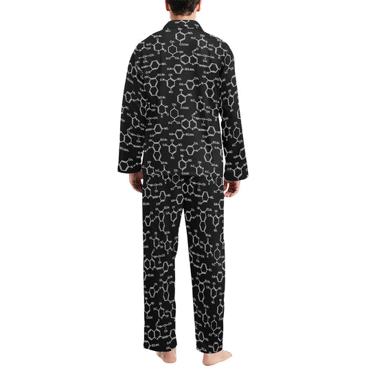 Chemical Pattern Print Design 02 Men's Long Pajama Set