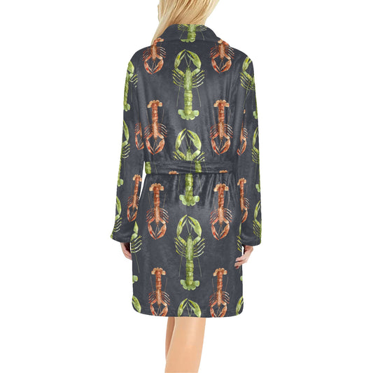Lobster Pattern Print Design 01 Women's Fleece Robe