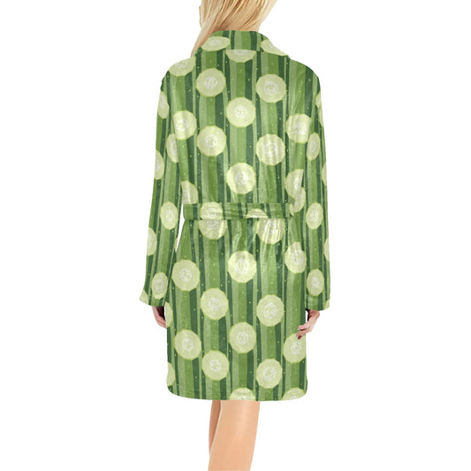 Cucumber Pattern Print Design CC03 Women's Fleece Robe