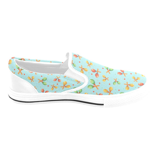 Maracas Print Design LKS402 White Slip Ons Canvas Women's Shoes