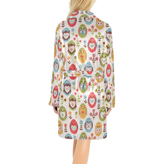 Easter Eggs Pattern Print Design RB011 Women's Fleece Robe