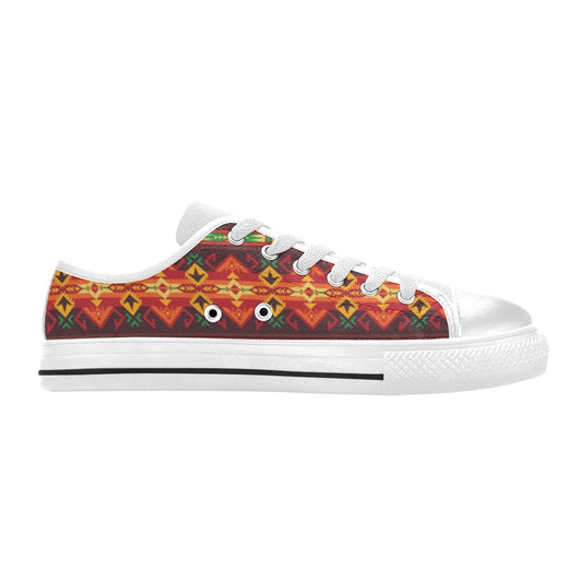 Southwest Pattern Print Design LKS309 Women's White Low Top Shoes