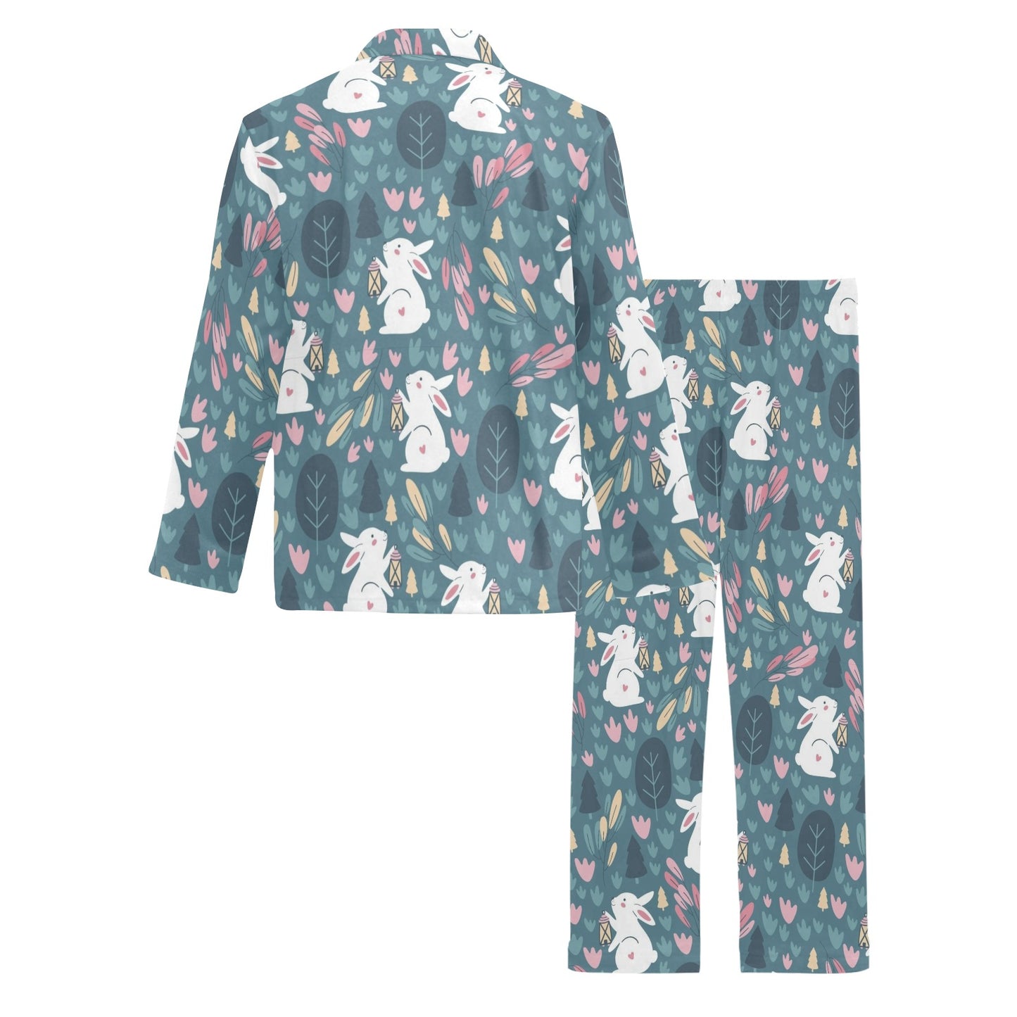 Rabbit Pattern Print Design RB013 Men's Long Pajama Set