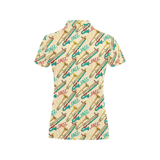 Trombone Pattern Print Design 03 Women's Polo Shirt