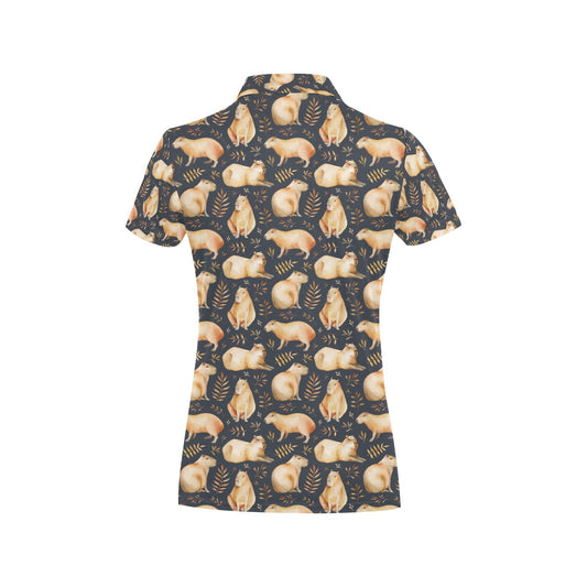 Capybara Pattern Print Design 02 Women's Polo Shirt