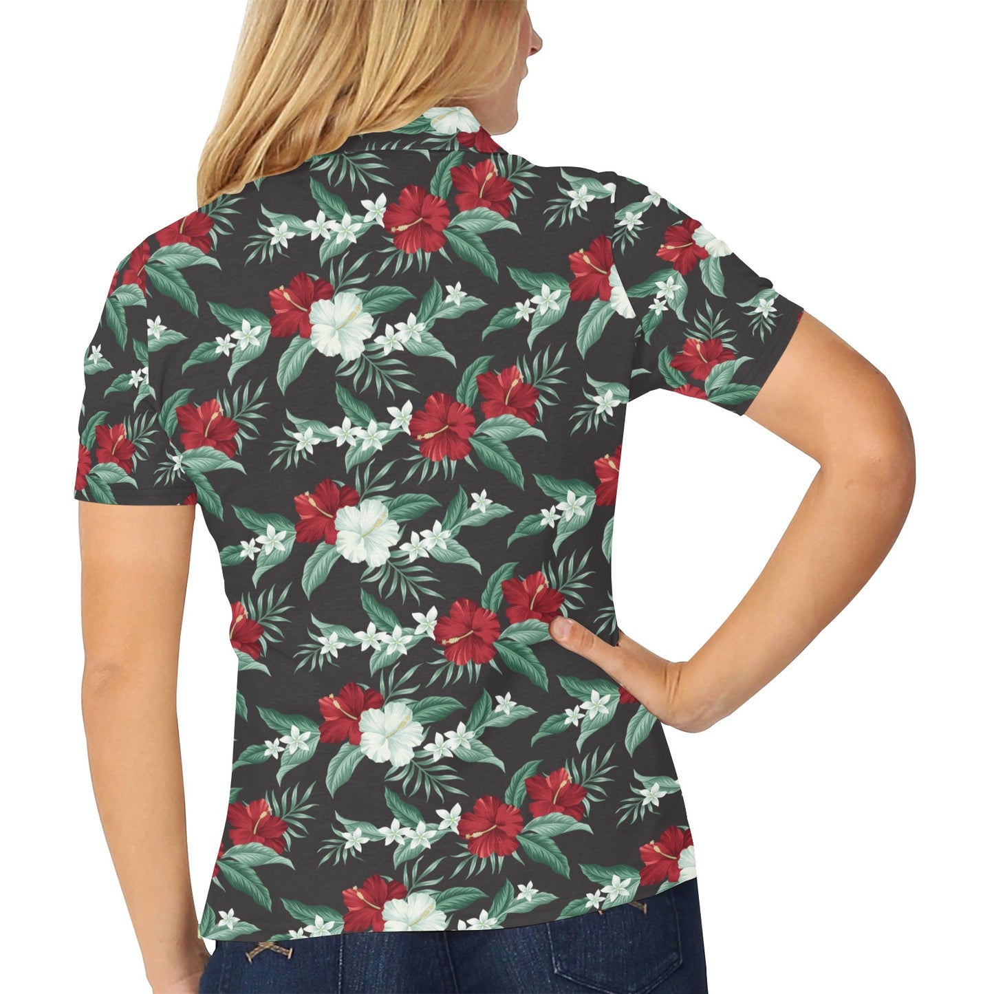 Tropical Flower Print Design LKS303 Women's Polo Shirt