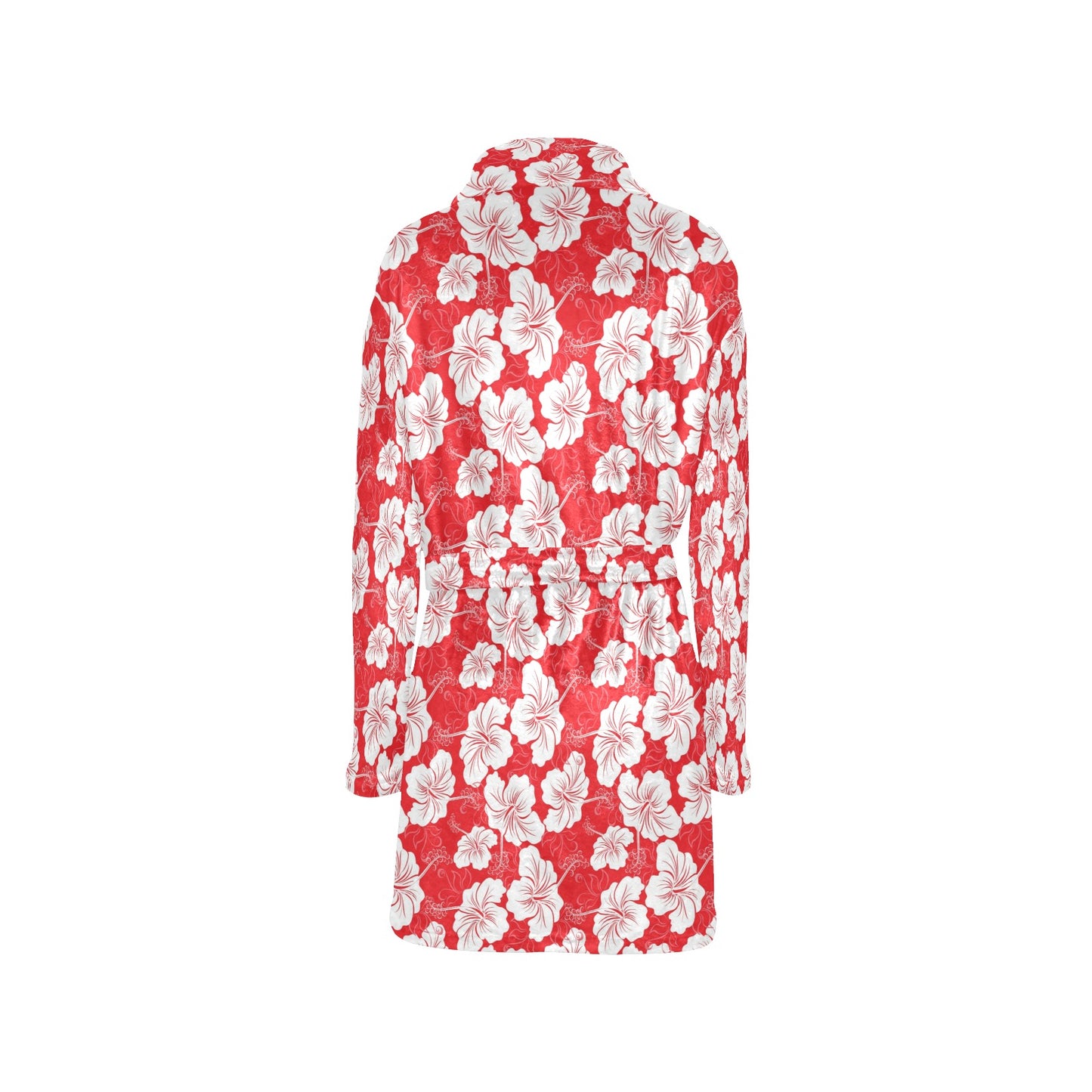 Flower Hawaiian Hibiscus Red Background Print Women's Fleece Robe