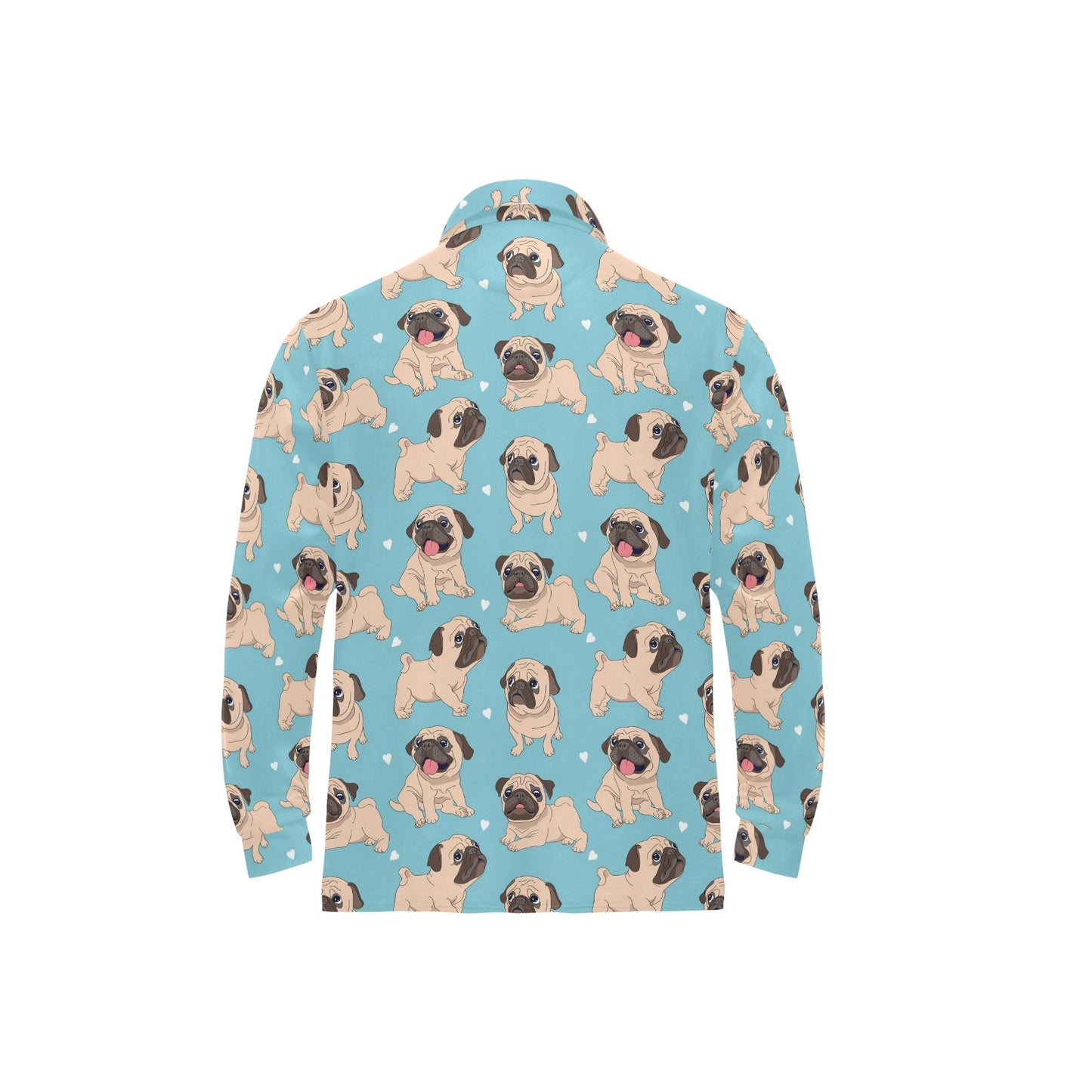 Pug Pattern Print Design A03 Long Sleeve Polo Shirt For Men's