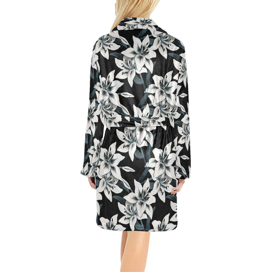Lily Pattern Print Design 03 Women's Fleece Robe