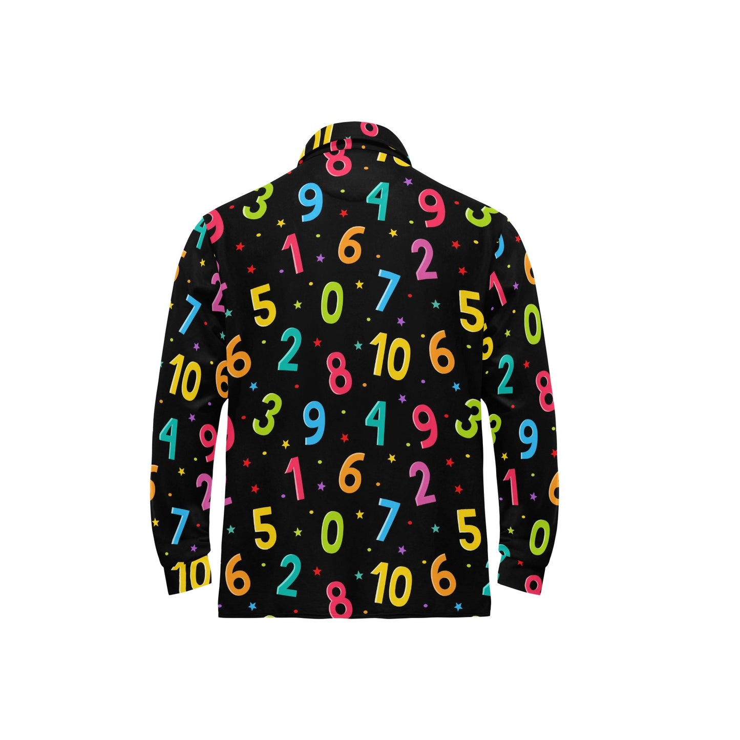 Number Pattern Print Design A04 Long Sleeve Polo Shirt For Men's