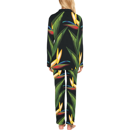 Bird Of Paradise Pattern Print Design BOP012 Women's Long Pajama Set