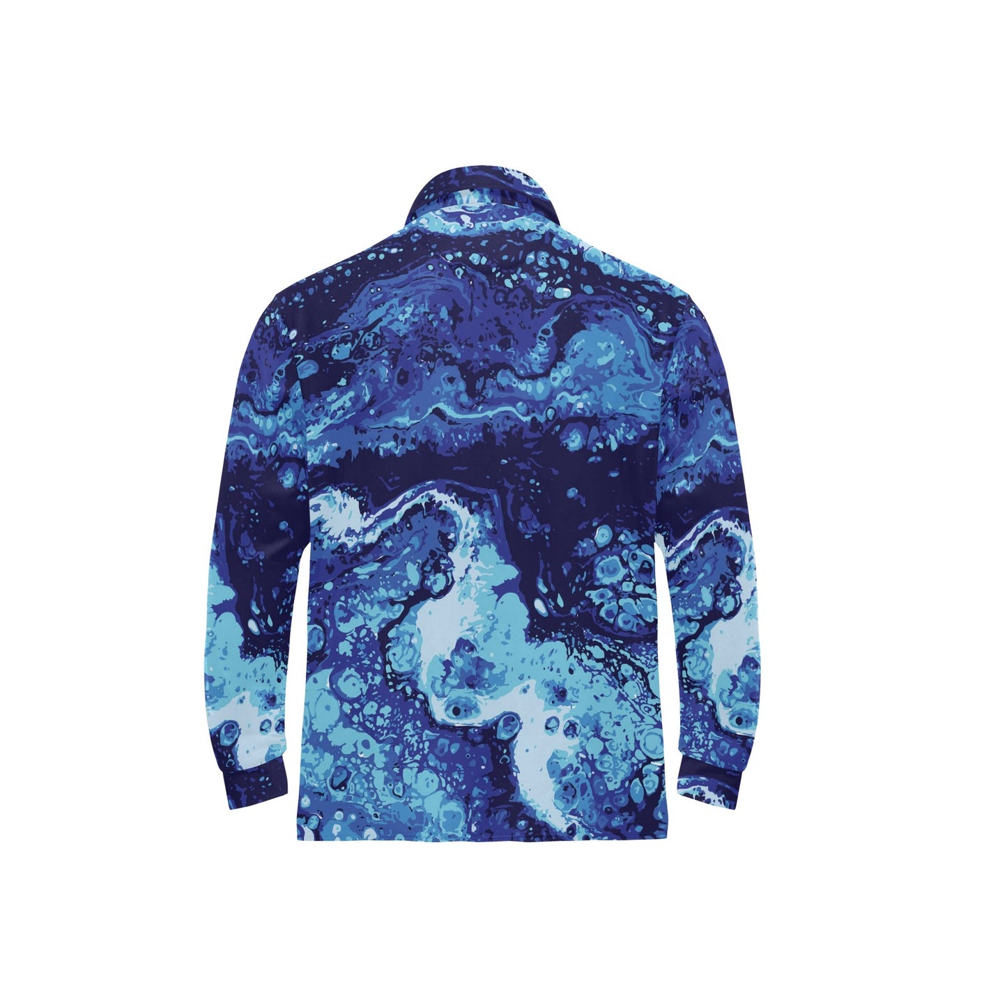 Ocean Liquid Pattern Print Design A03 Long Sleeve Polo Shirt For Men's