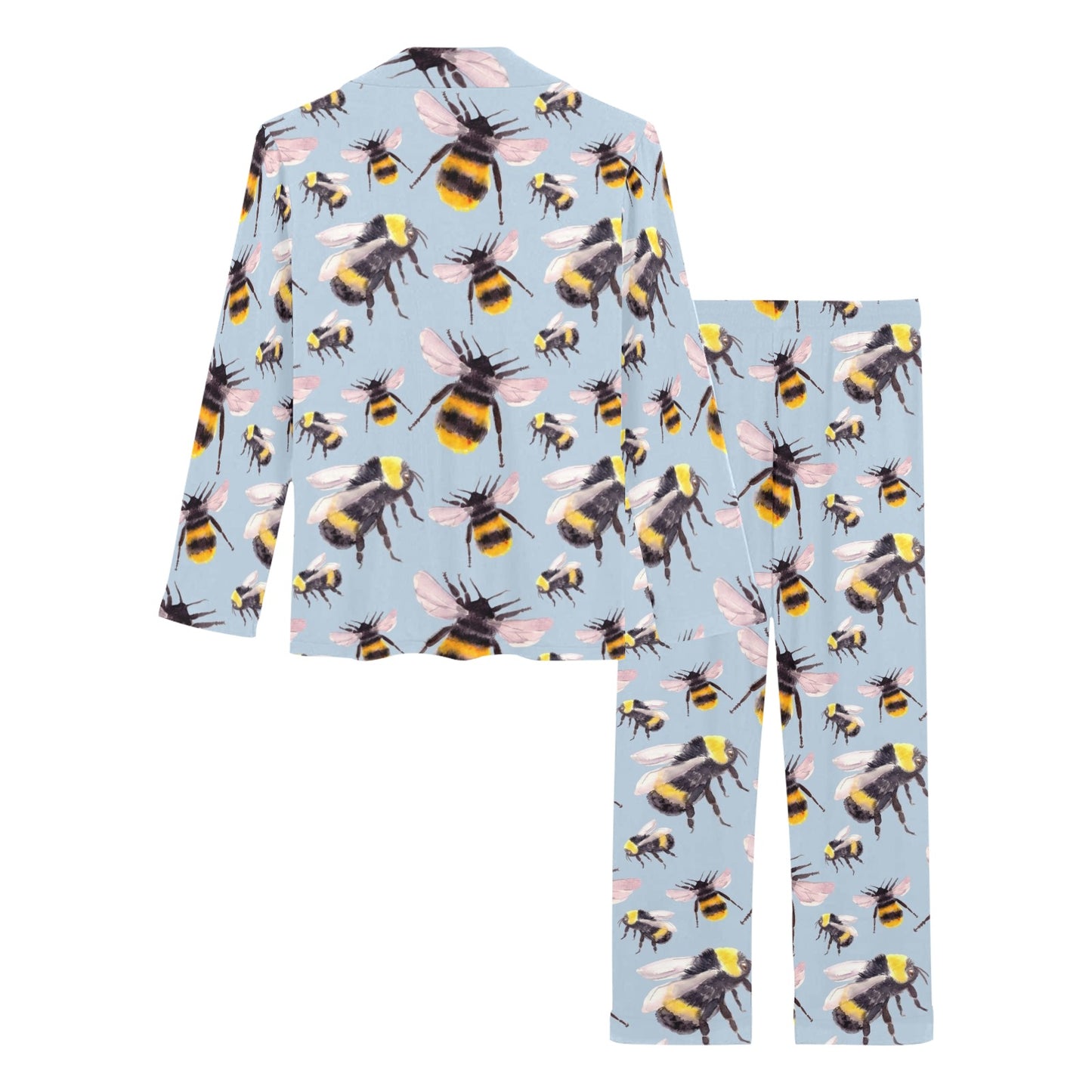 Bee Pattern Print Design BEE08 Women's Long Pajama Set