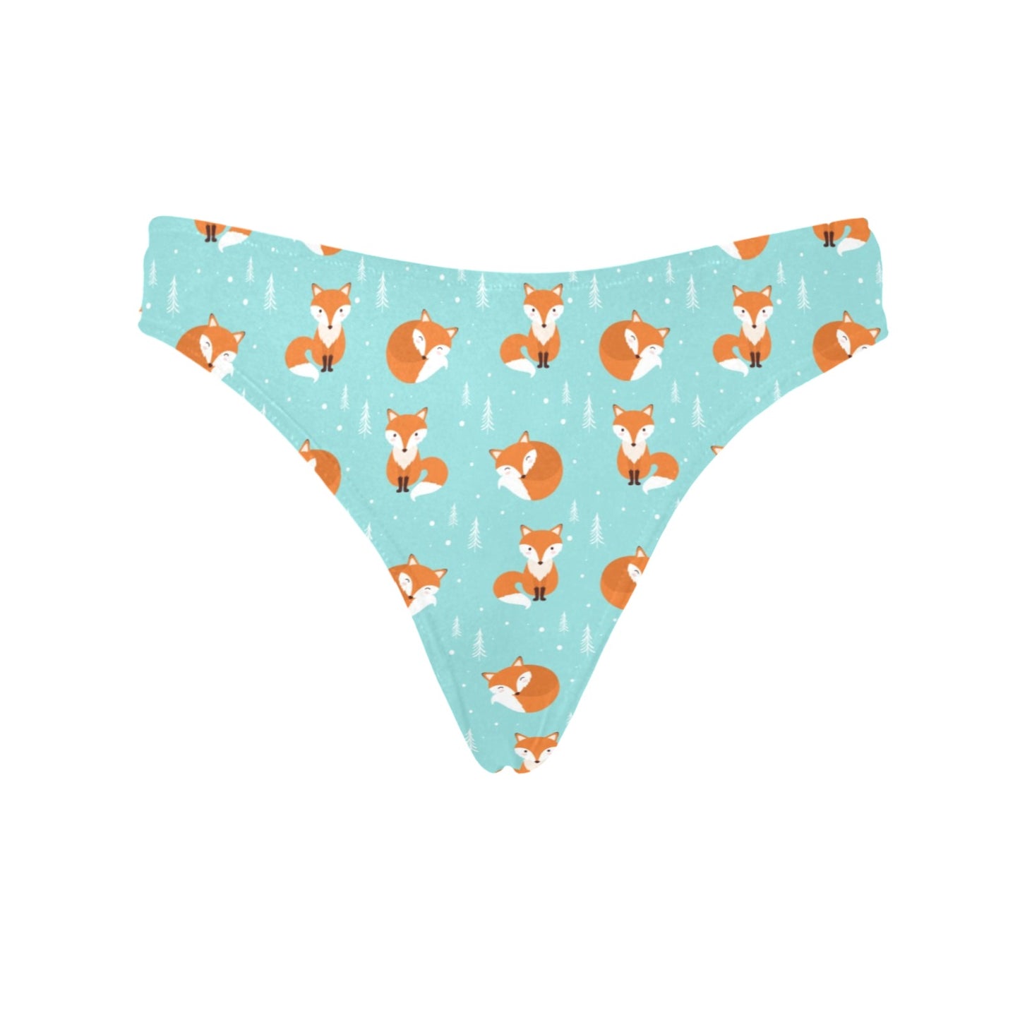 Fox Design Snow Print Pattern Women's Thongs