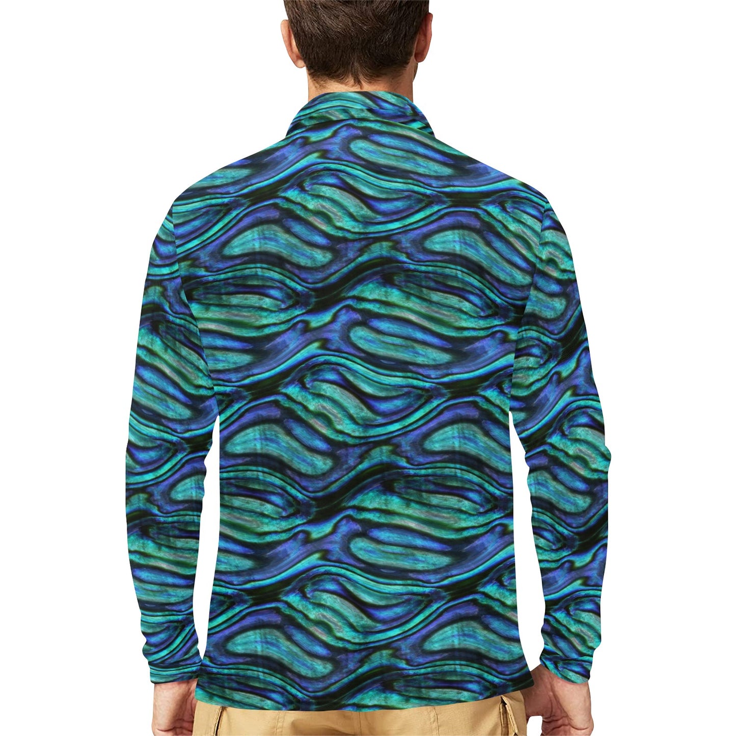 Abalone Pattern Print Design 02 Long Sleeve Polo Shirt For Men's