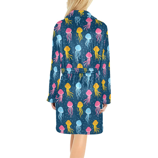 Jellyfish Pattern Print Design 04 Women's Fleece Robe