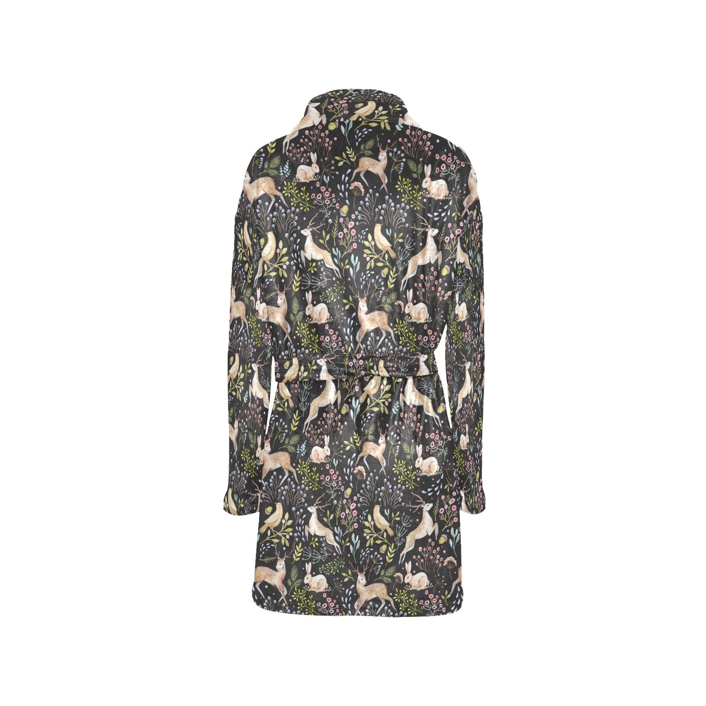 Deer Floral Jungle Women's Fleece Robe