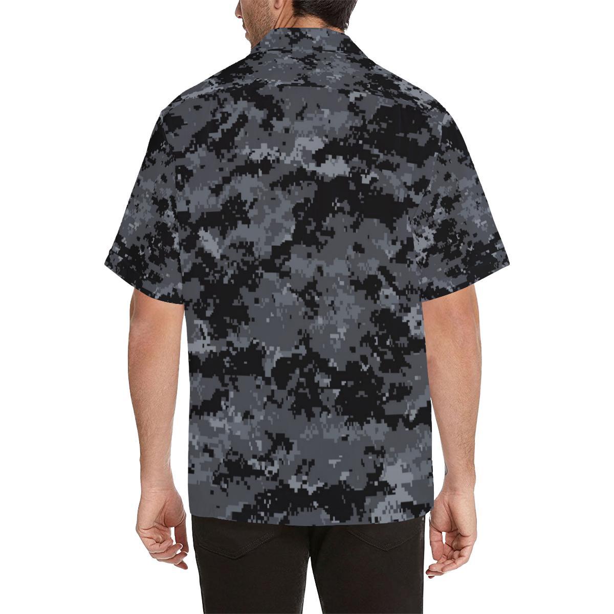 ACU Digital Black Camouflage Men Aloha Hawaiian Shirt