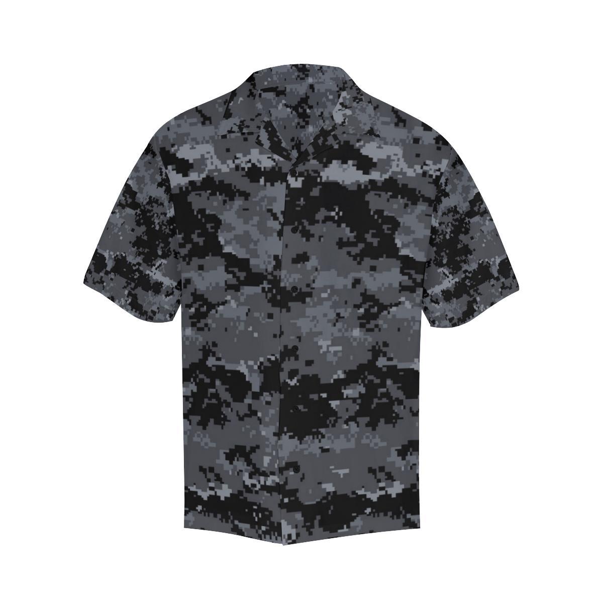ACU Digital Black Camouflage Men Aloha Hawaiian Shirt