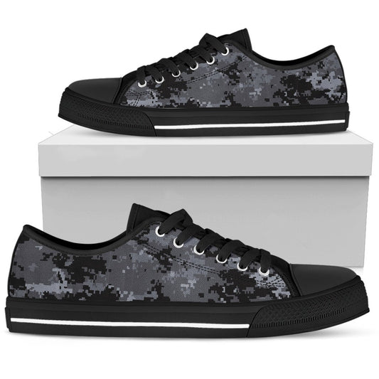 ACU Digital Black Camouflage Women Low Top Shoes