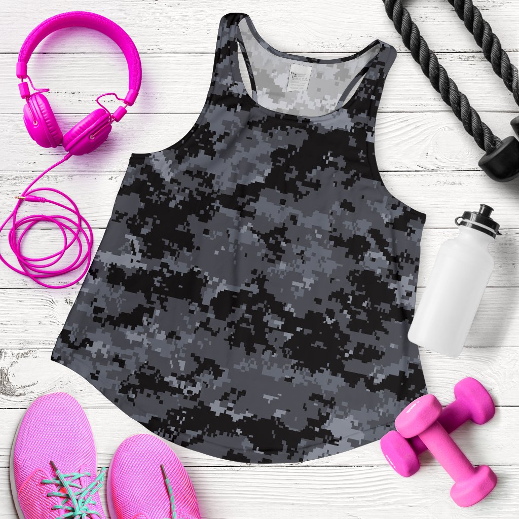 ACU Digital Black Camouflage Women Racerback Tank Top