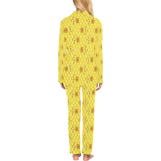 Honey Bee Print Design LKS303 Women's Long Pajama Set