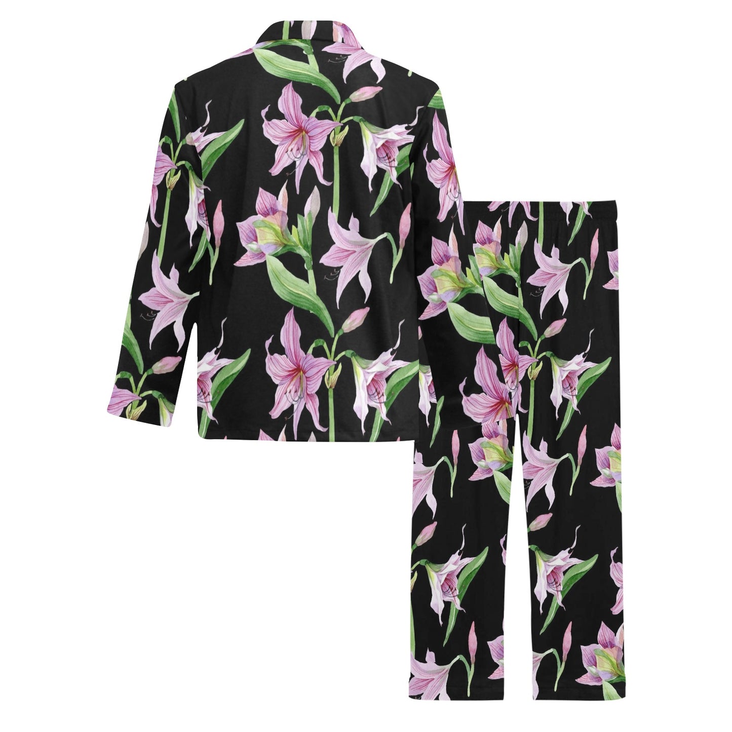 Amaryllis Pattern Print Design AL08 Men's Long Pajama Set
