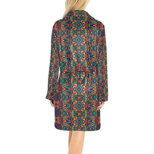 Ethnic Style Print Pattern Women's Fleece Robe