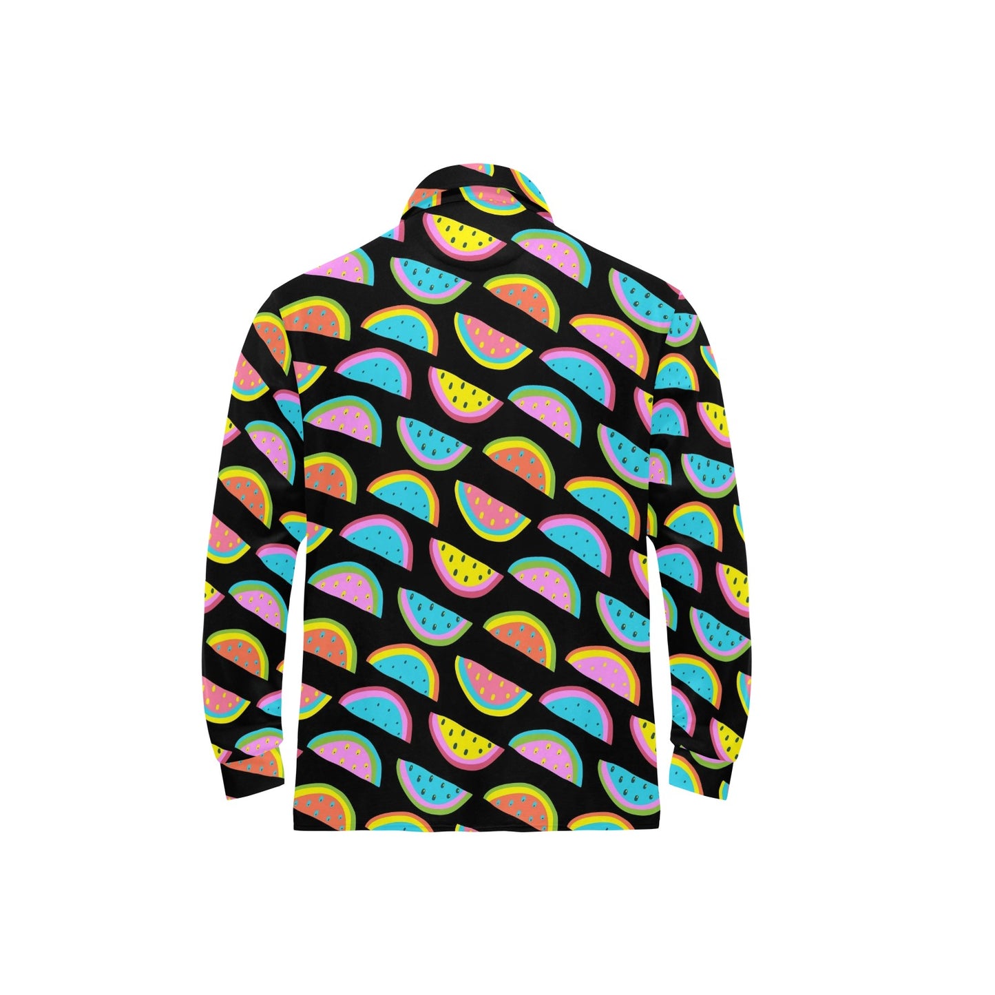 Watermelon Pattern Print Design WM08 Long Sleeve Polo Shirt For Men's