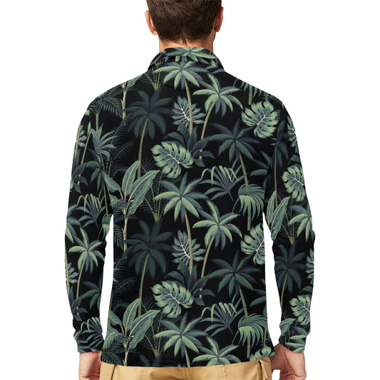 Rainforest Pattern Print Design RF02 Long Sleeve Polo Shirt For Men's