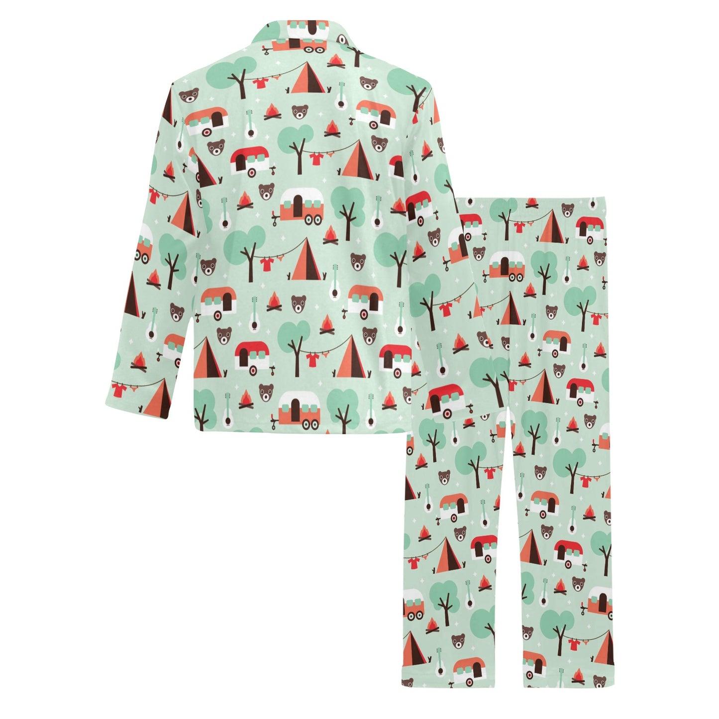 Camper Tent Pattern Print Design 01 Men's Long Pajama Set