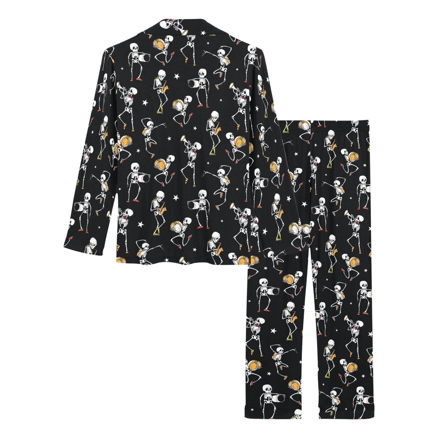 Skeleton Dance Print Women's Long Pajama Set