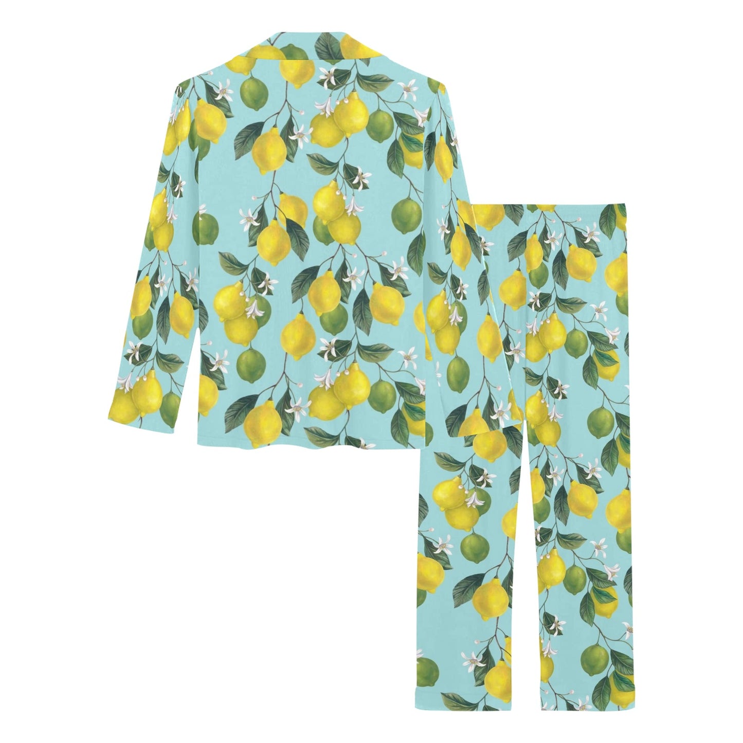 Lemon Pattern Print Design LM05 Women's Long Pajama Set