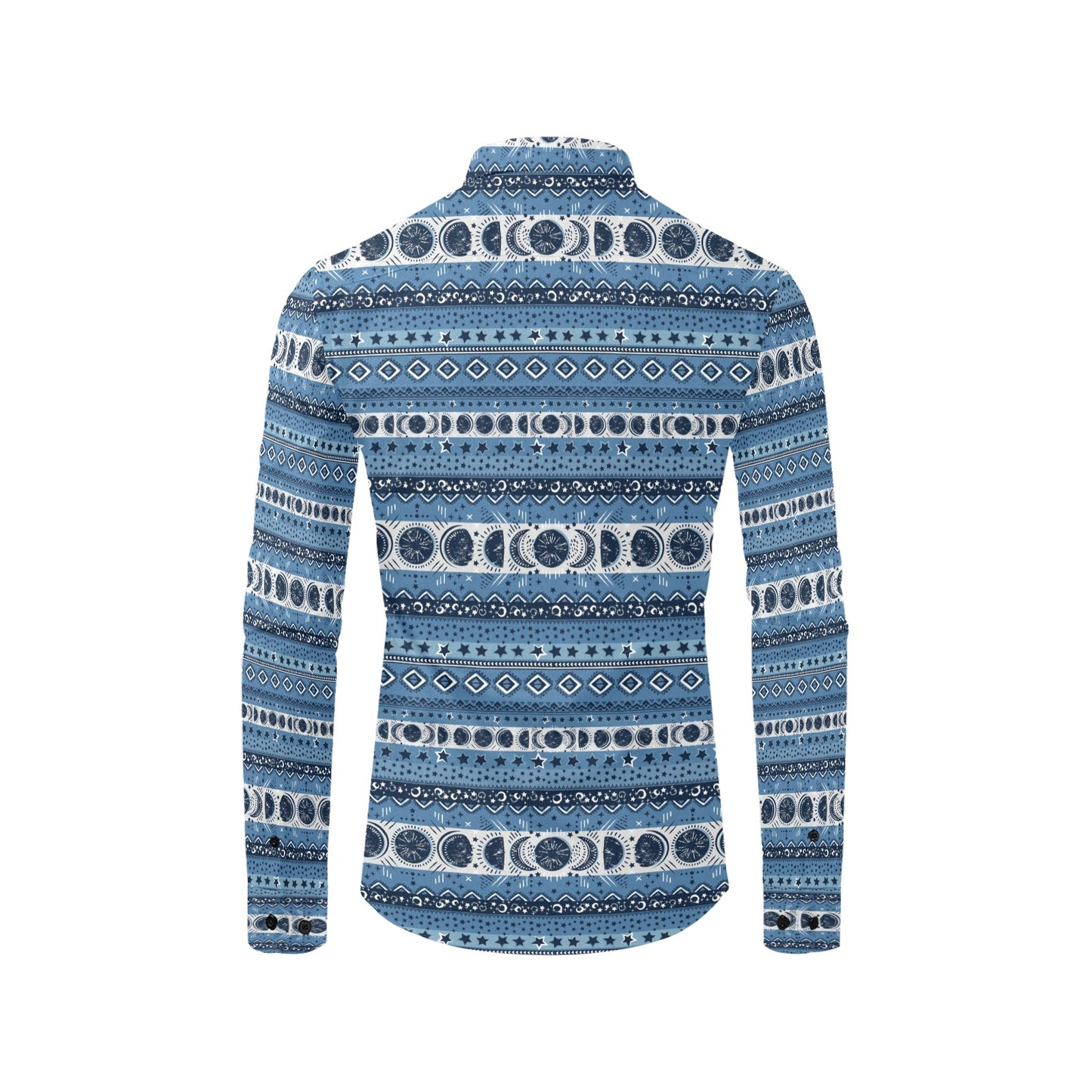 Sun Moon Pattern Print Design LKS306 Men's Long Sleeve Dress Shirt