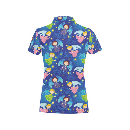 Angel Little Pattern Print Design 02 Women's Polo Shirt