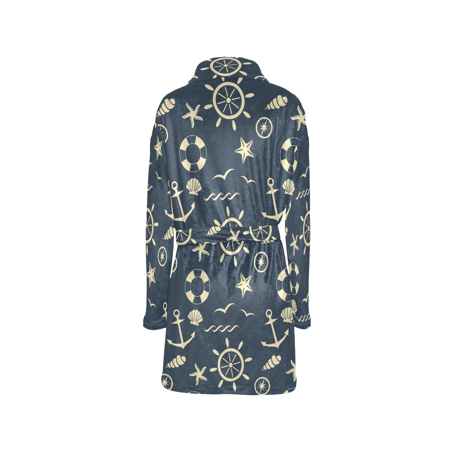 Nautical Pattern Print Design A01 Women's Fleece Robe