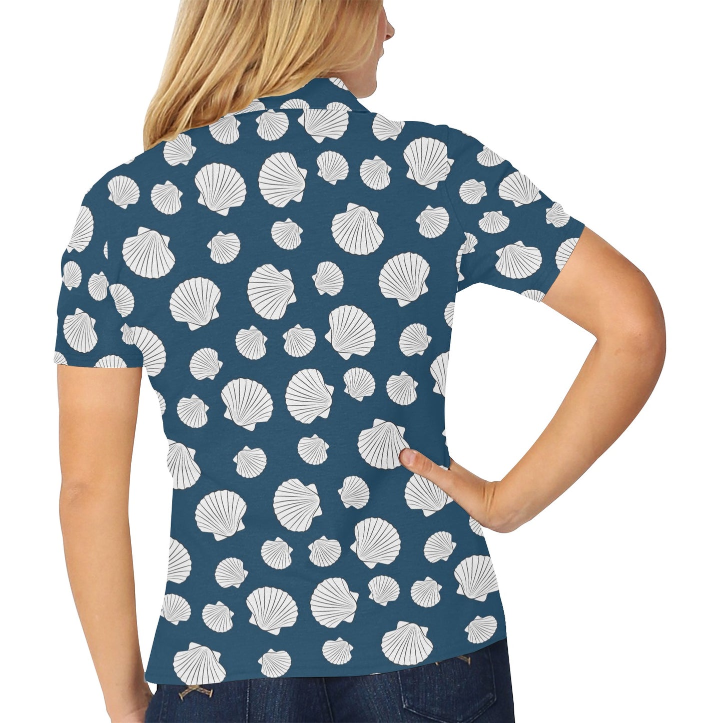 Seashell Print Design LKS3012 Women's Polo Shirt