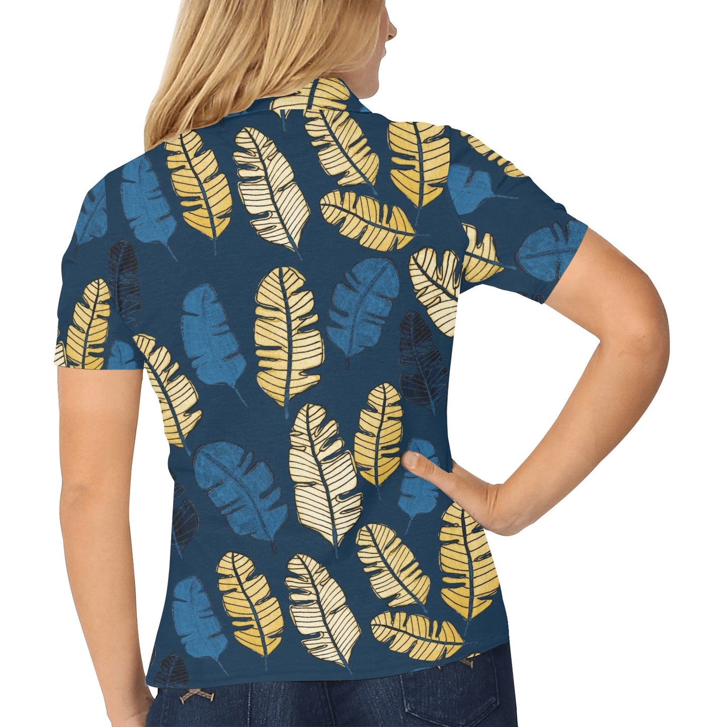 Banana Leaf Pattern Print Design BL09 Women's Polo Shirt