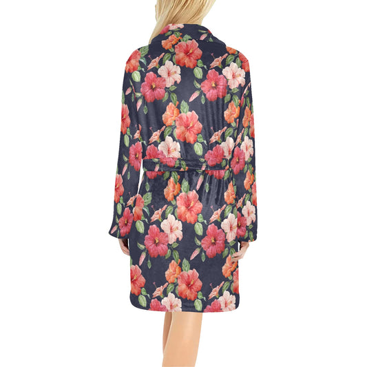 Tropical Flower Pattern Print Design TF020 Women's Fleece Robe