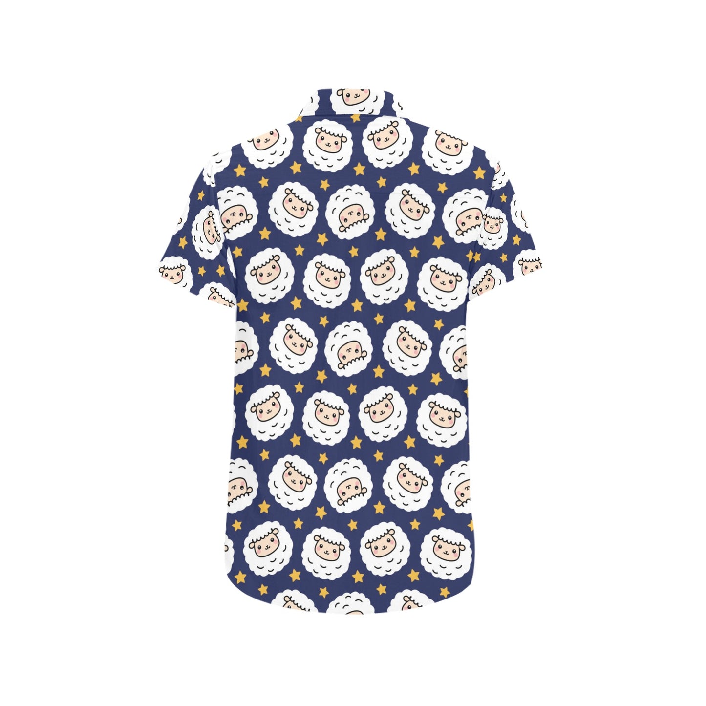 Sheep Print Design LKS402 Men Short Sleeve Button Up Shirt